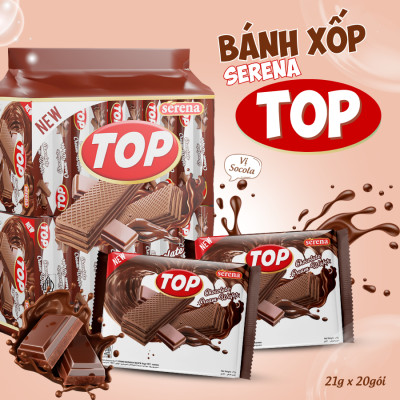 Bánh Xốp Kem Serena TOP – Giòn Tan, Thơm Ngon Khó Cưỡng – Túi 420g (20 gói)