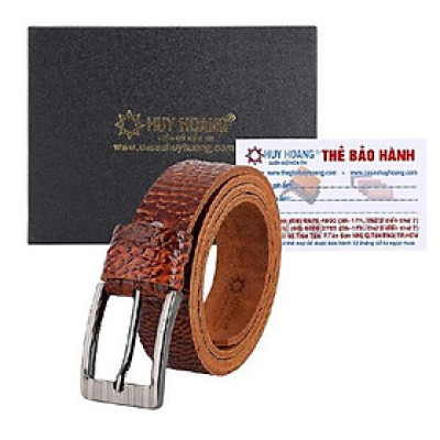 Dây nịt nam vân cá sâu Huy Hoàng 1 lớp màu da HC4149