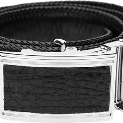 Thắt Lưng Nam Da Cá Sấu Đan Viền Bản Lớn Gai Huy Hoàng HT4701 - Đen