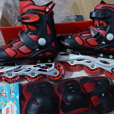 [Tặng Bảo Vệ Hoặc Túi] Giày Patin Trẻ Em Cougar 835LSG, Bánh Đầu Có Đèn Phát Sáng, Có Nút Chỉnh Size