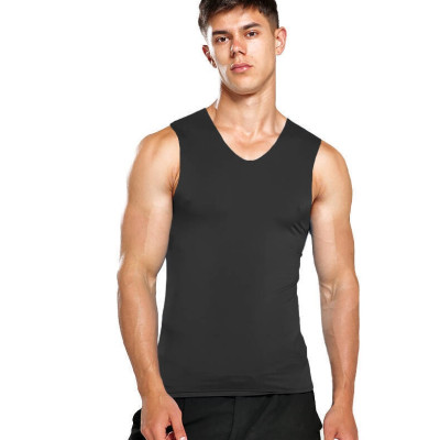 Áo lót nam áo ba lỗ body sát nách cổ chữ V vải lụa lạnh mát không đường may cao cấp