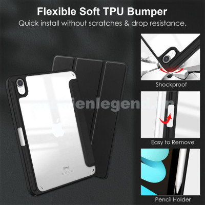 Bao da dành cho iPad Mini 7 Clear Folio hiệu Mutural lưng trong chống sốc - Hàng chính hãng