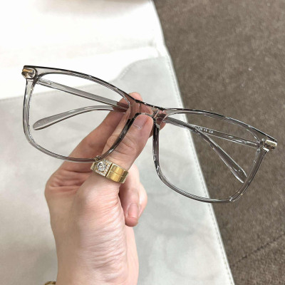 Kính gọng Mắt vuông form to nhựa dẻo siêu nhẹ màu thạch xám