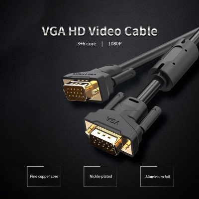 VENTION VGA Extension Cable VGA Male to Male HD Adapter Cable Support 1080P Full HD for Laptop PC Projector HDTV Display