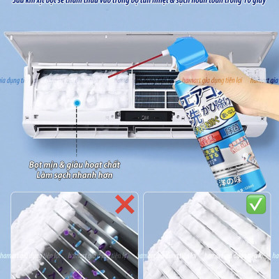 Chai Xịt Vệ Sinh Điều Hoà 520ML Khử Mùi Tạo Bọt Tẩy Rửa Vệ Sinh Dàn Máy Lạnh Quạt Làm Mát Tại Nhà Hiệu Quả - Hàng Chính Hãng