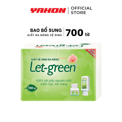 Bao Bổ Sung Khăn Giấy Vệ Sinh Đa Năng 10*21cm LET-GREEN, 700 Tờ/Bao