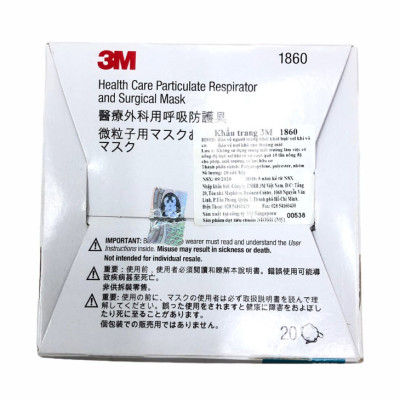 Nguyên Hộp Khẩu Trang Lọc Bụi Bảo Vệ Hô Hấp, Có Thể Dùng Trong Y Tế 3M Aura 1860 N95