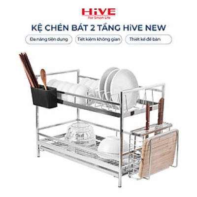 Kệ (giá) để chén bát HiVE New 2 tầng inox 304
