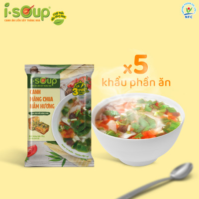 Canh Măng Chua Nấm Hương Ăn Liền ISOUP 50g 05 Viên - Viên Canh Ăn Liền Sấy Thăng Hoa