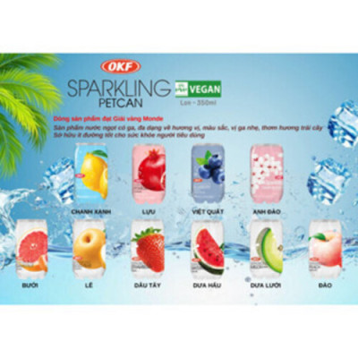 Nước ngọt có ga vị đào OKF Hàn Quốc 350ML x 6 chai