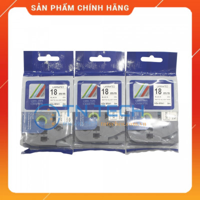 Nhãn In HZE-M941 - Đen nền bạc 18mm x 8m - Dùng cho máy in BROTHER - AIMO - PUTY [Hàng nhập khẩu]