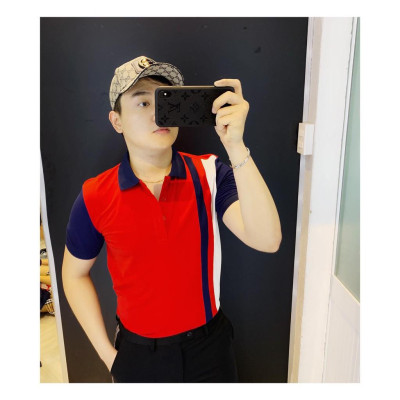 Áo Thun Nam Ngắn Tay Có Cổ Phối Một Sọc Thẳng Thời Trang Hàn Quốc Mới Chất Vải Không Xù Không Phai Màu