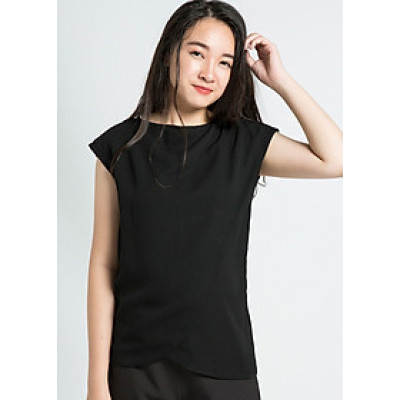 Áo Kiểu Cao Cấp Áo Đắp Vạt Thời trang thiết kế Hity TOP090 (Đen Huyền Bí)