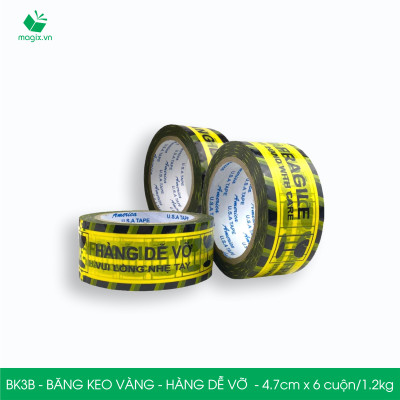 BK3B - COMBO 6 Cuộn băng keo HÀNG DỄ VỠ 4.7cm x 6 cuộn/1.2kg - Băng dính niêm phong đóng hàng