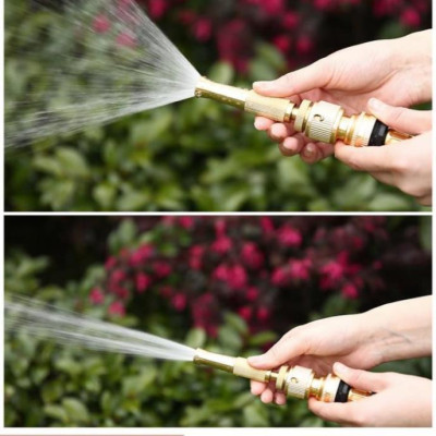 Bộ dây vòi xịt nước rửa xe, tưới cây . tăng áp 3 lần, loại 15m 206236 đầu đồng,đai,nối vàng+ tặng mở chai TL