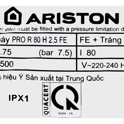 Máy nước nóng gián tiếp Ariston 80 lít PRO R 80 H 2.5 FE - Hàng chính hãng