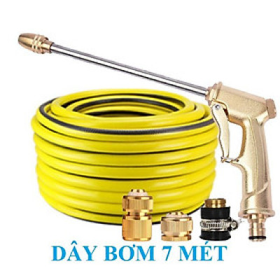 Bộ dây vòi xịt nước rửa xe, tưới cây . tăng áp 3 lần, loại 7m, 10m 206701-3 đầu đồng, cút đồng, + tặng khăn phượt