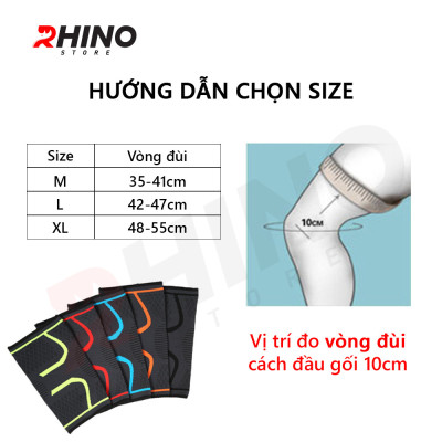 Băng bảo vệ đầu gối Rhino 7718 (1 Đôi) Bó gối thể thao Đai bảo vệ khớp gối - Hàng chính hãng dành cho cả nam và nữ