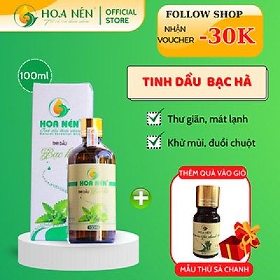 Tinh dầu Bạc Hà nguyên chất 100ml - Hoa Nén - Vegan - The mát, thư giãn, đuổi chuột