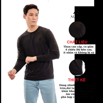 Áo phông dài tay Aligro màu nâu chất liệu thun cao cấp nhẹ, co giãn 4 chiều ALGAPD065