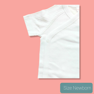 Body sơ sinh cộc tay màu trắng xuất dư mềm mát cho bé