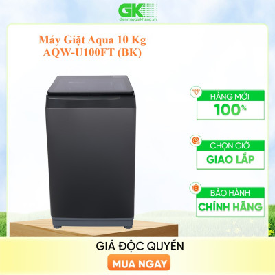 Máy giặt cửa trên Aqua 10kg AQW-U100FT(BK) 2021- Hàng chính hãng (chỉ giao HCM)