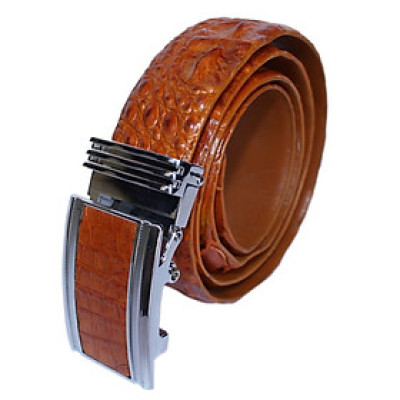 HC4806 - Dây nịt nam da cá sấu Huy Hoàng nguyên con 4P màu vàng