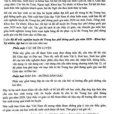 Bộ Đề Trắc Nghiệm Luyện Thi THPT Quốc Gia 2020 - Khoa Học Tự Nhiên - Tập 2 - Tái Bản