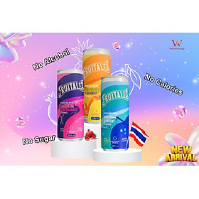 [Fruitales] Combo 3 lon Mocktail 3 vị mới: không đường, không cồn, không calo - Rum Dừa & Dứa, Champagne lựu đỏ, Soju Mận & Yogurt