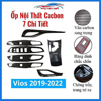 Ốp nội thất Vios 2019-2020-2021-2022 vân Cacbon 7 chi tiết bảo vệ chống trầy xước và làm đẹp xe