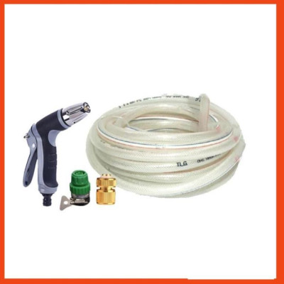 Bộ dây vòi xịt nước rửa xe,tưới cây tăng áp 3 lần 20m(cút đồng nối nhựa xanh) 206817