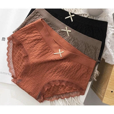 Sét 10 quần lót cotton phối ren lụa vân sọc