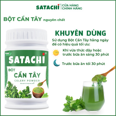 Bột Cần Tây nguyên chất SATACHI. Giảm huyết áp, tim mạch khỏe mạnh, giảm cân hiệu quả, thanh lọc cơ thể. Hộp 98g và 318g