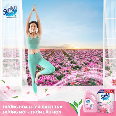 Nước Lau Sàn Sunlight Tinh Dầu Thảo Mộc Hương Lily - Bạch Trà Túi 3.6KG