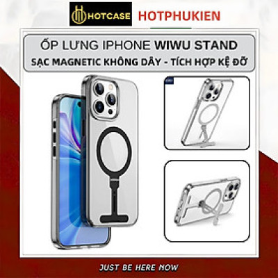 Ốp lưng sạc từ tính tích hợp kệ đỡ ẩn cho iPhone 15 Pro / 15 Pro Max / 15 Plus hiệu WIWU Stand chống sốc, chống va đập bảo vệ camera - Hàng nhập khẩu