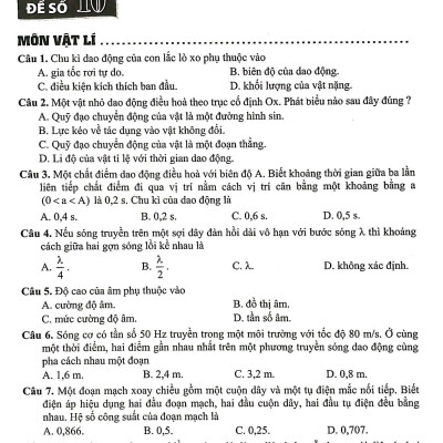 Bộ Đề Trắc Nghiệm Luyện Thi THPT Quốc Gia 2020 - Khoa Học Tự Nhiên - Tập 2 - Tái Bản