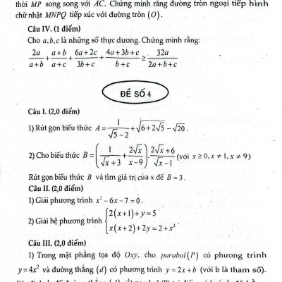 Giới Thiệu Đề Thi Lớp 9 Vào Lớp 10 Môn Toán Không Chuyên