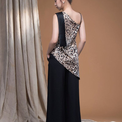 Áo beo lụa cát lệch vai LM112437 [BST Da Beo]