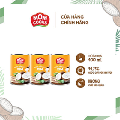 Combo 3 lon Nước cốt dừa MomCooks 400ml/lon