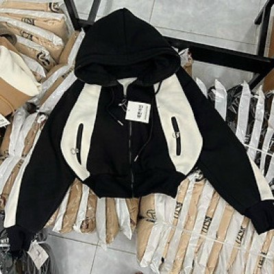 [LZ] Áo khoác chống nắng nữ lửng nỉ dệt xk dày túi khoá phối màu có nón nhiều màu lựa chọn siêu hot-A2171