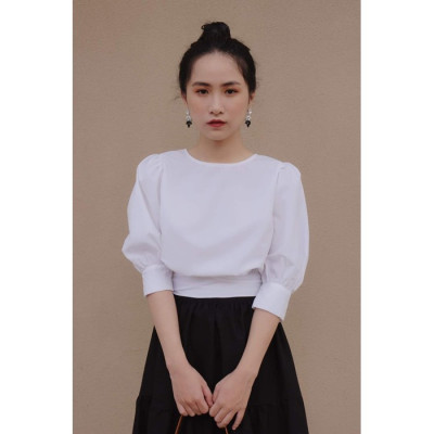 ÁO CỔ TRÒN THẮT NƠ SAU LƯNG