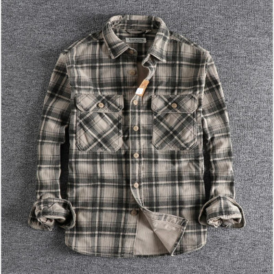 Áo sơ mi vải nhung phong cách Retro_Biker_Army