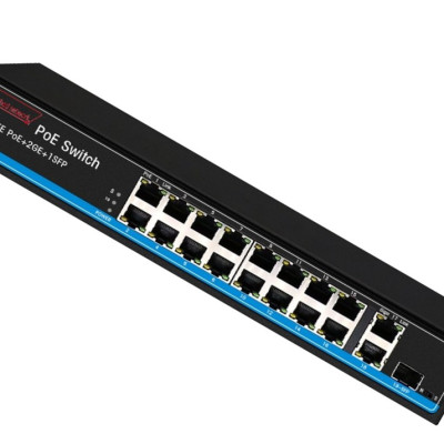 Bộ chuyển mạch 19 port unmanaged Ethernet Switch, 16 FE PoE, 2 Gigagit, 1SFP, 300w power supply - Xmethod Network - Hàng chính hãng 