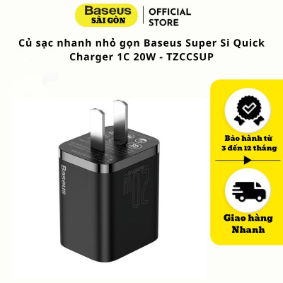 Củ sạc nhanh nhỏ gọn Baseus Super Si Quick Charger 1C 20W CCSUP- Hàng chính hãng