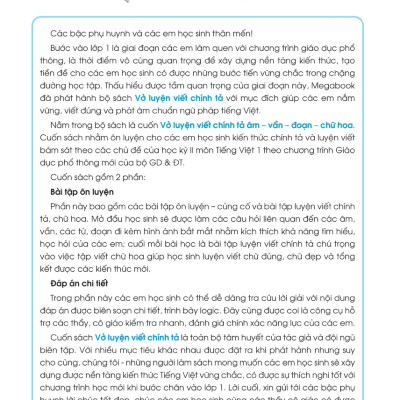 Vở Luyện Viết Chính Tả Lớp 1 - Âm - Vần - Đoạn - Chữ Hoa_MEGA