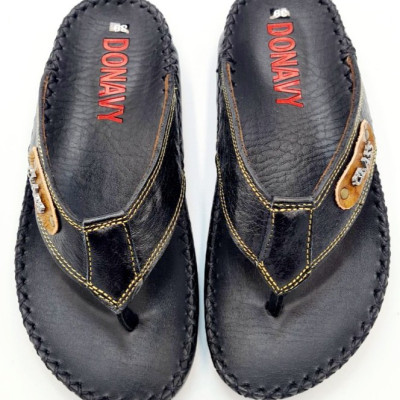 DÉP KẸP NAM DA BÒ - ĐÍNH KHUY CLASS THỜI TRANG 