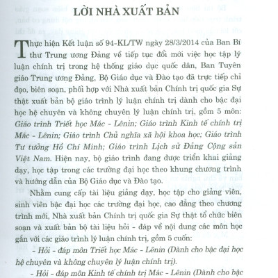 Hỏi - Đáp Môn Chủ Nghĩa Xã Hội Khoa Học (Dành cho bậc đại học hệ chuyên và không chuyên lý luận chính trị)