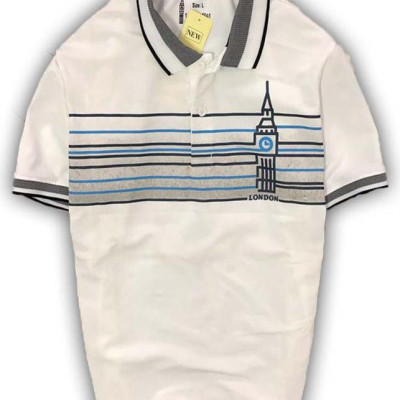 Áo Thun Nam Ngắn Tay Cổ Bẻ Họa Tiết Ngang Ngực Lịch Lãm Bắt Mắt - LZPS130