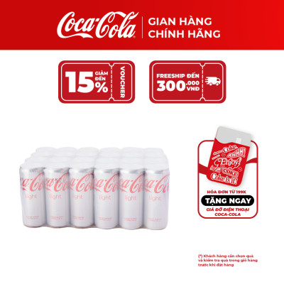 Lốc 24 Lon Nước Giải Khát Không Đường Coca-Cola Light Lon 320ml/Lon   Coca-Cola Official Store_TK