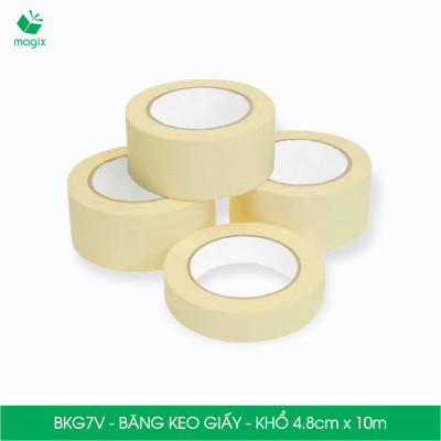 BKG7V - Block 6 cuộn băng keo giấy khổ 4.8cm x 10m - Băng dính giấy viết được, chặn màu sơn